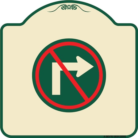 Signmission No Right Turn Graphic Only Heavy-Gauge Aluminum Architectural Sign, 18" x 18", TG-1818-23592 A-DES-TG-1818-23592